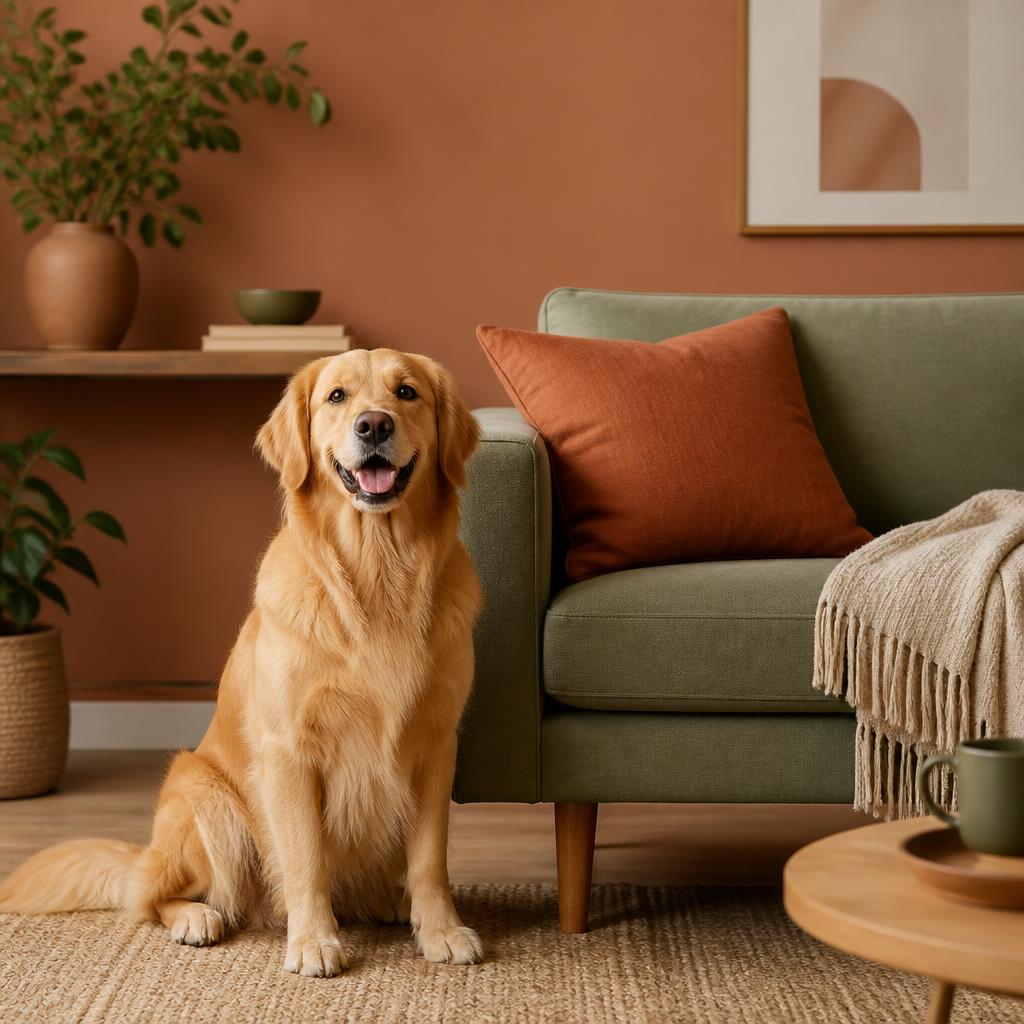 Cachorro feliz e casa limpa